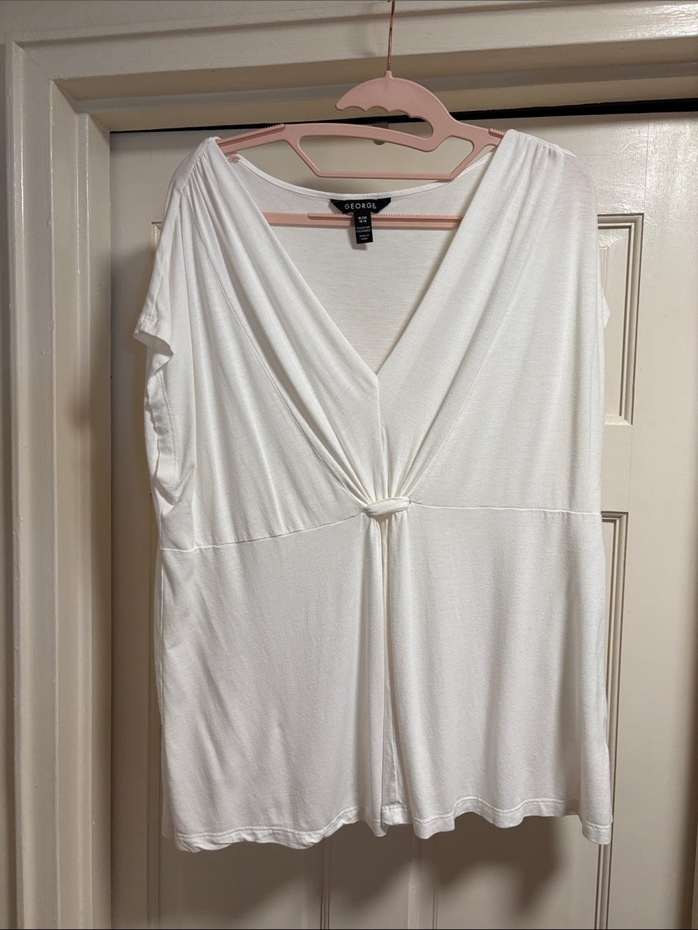 George White V-Neck Twist Front Top